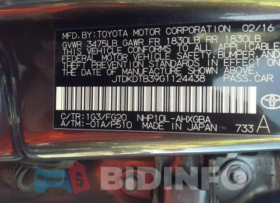 JTDKDTB39G1124438 Photo# 9