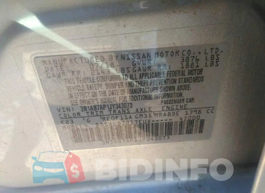 3N1AB7AP1JY343073 Photo# 9