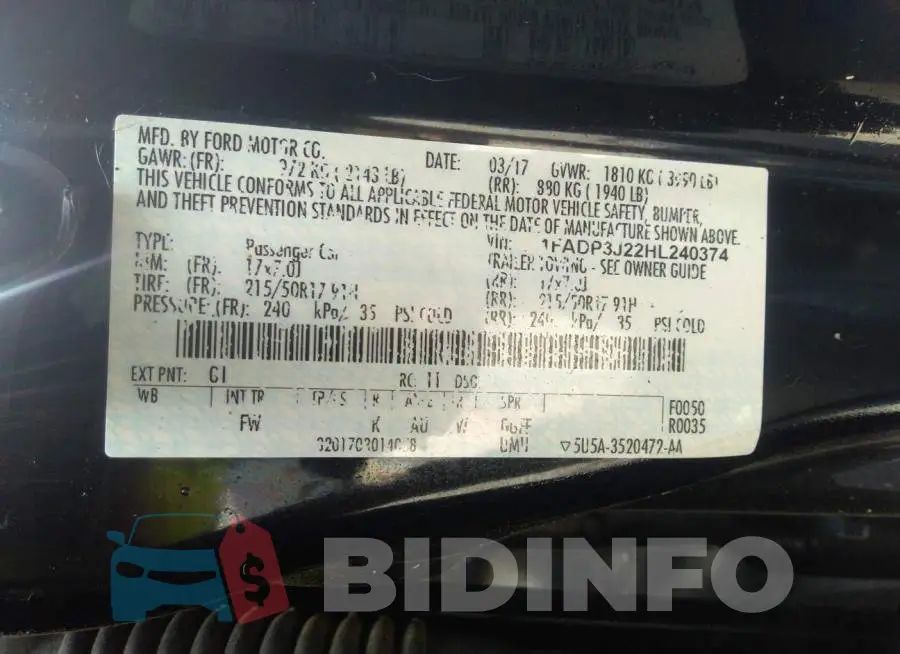 1FADP3J22HL240374 Photo# 9