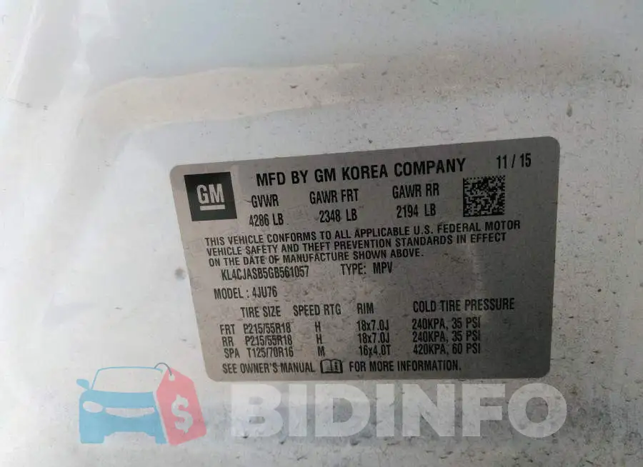 KL4CJASB5GB561057 Photo# 9