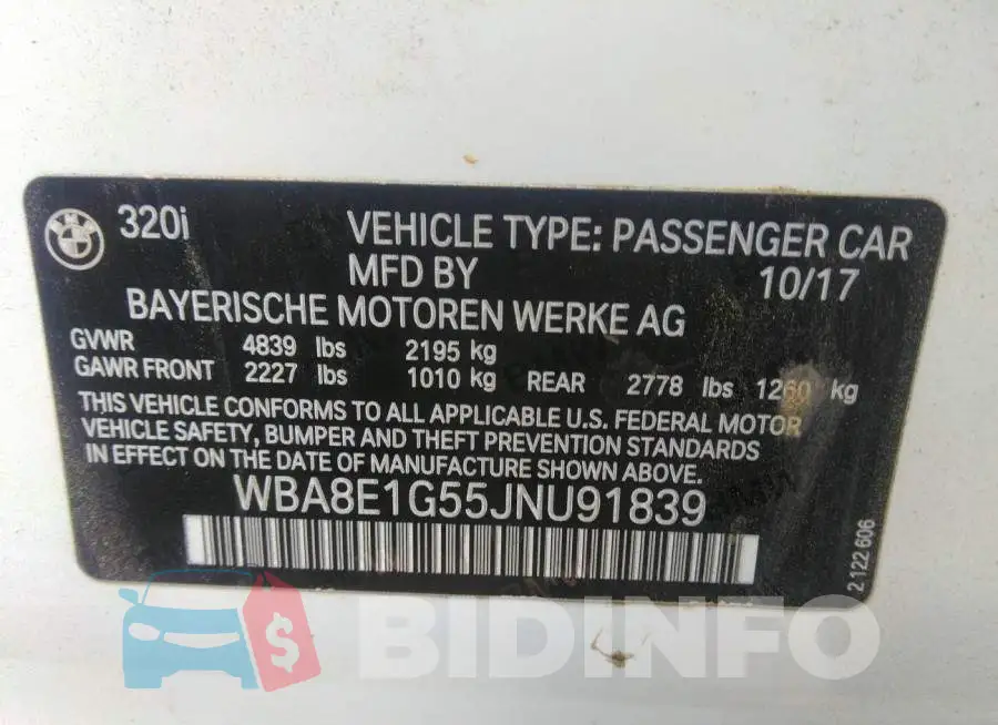 WBA8E1G55JNU91839 Photo# 9
