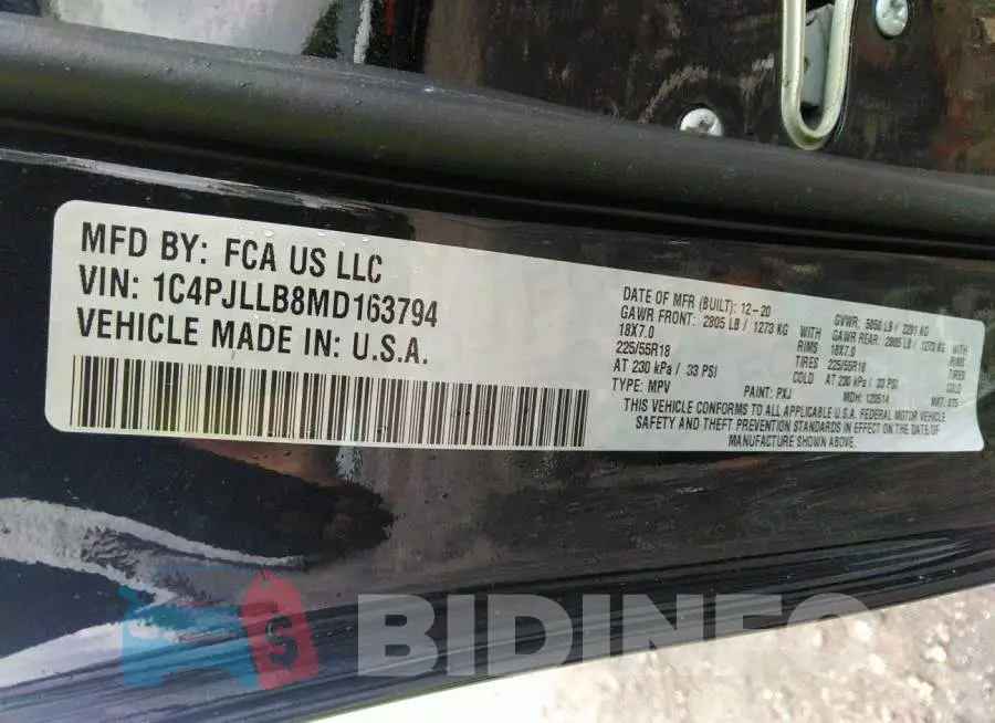 1C4PJLLB8MD163794 Photo# 9