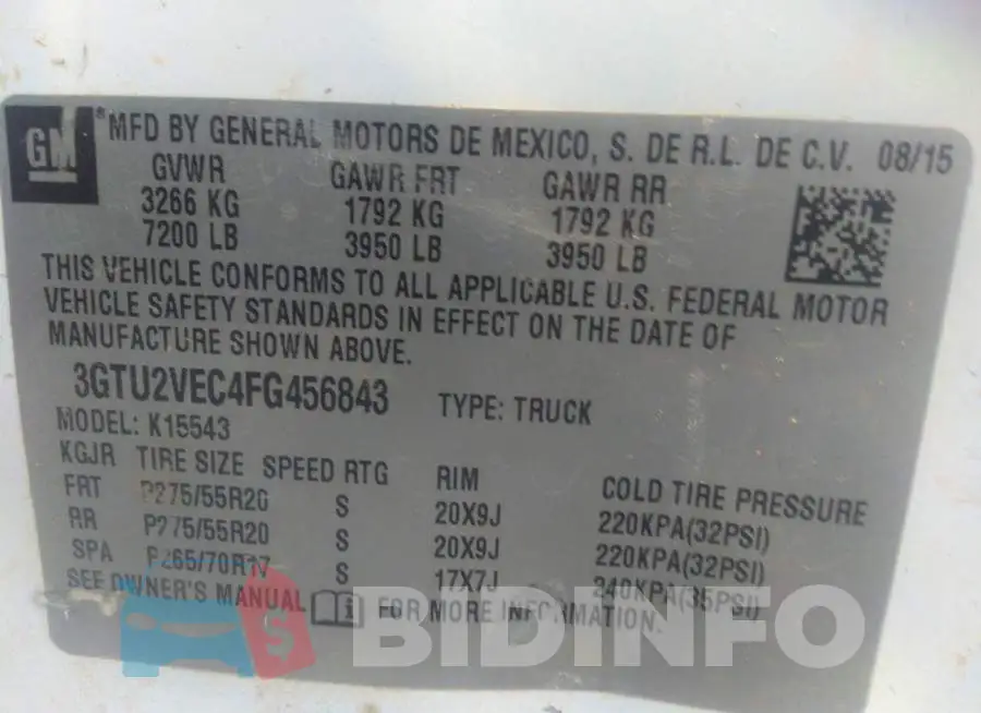 3GTU2VEC4FG456843 Photo# 9