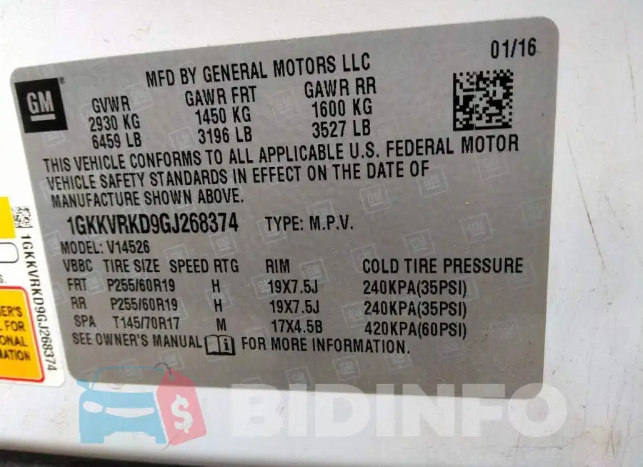 1GKKVRKD9GJ268374 Photo# 9
