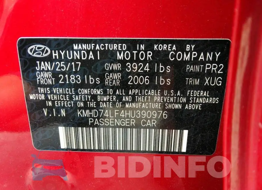 KMHD74LF4HU390976 Photo# 9