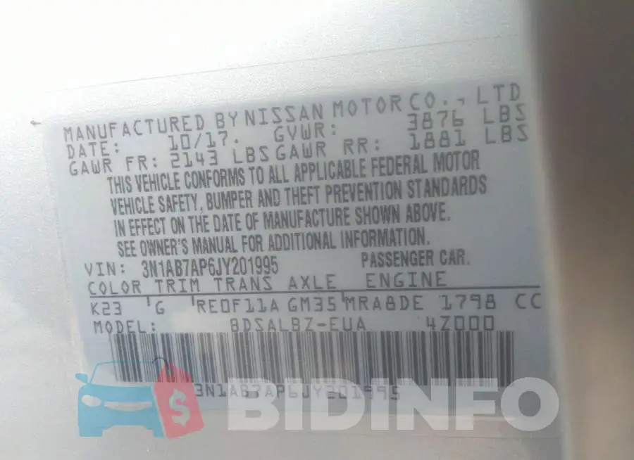 3N1AB7AP6JY201995 Photo# 9