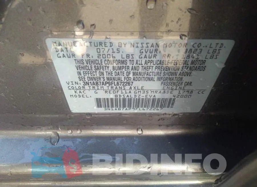3N1AB7AP9FL672267 Photo# 9
