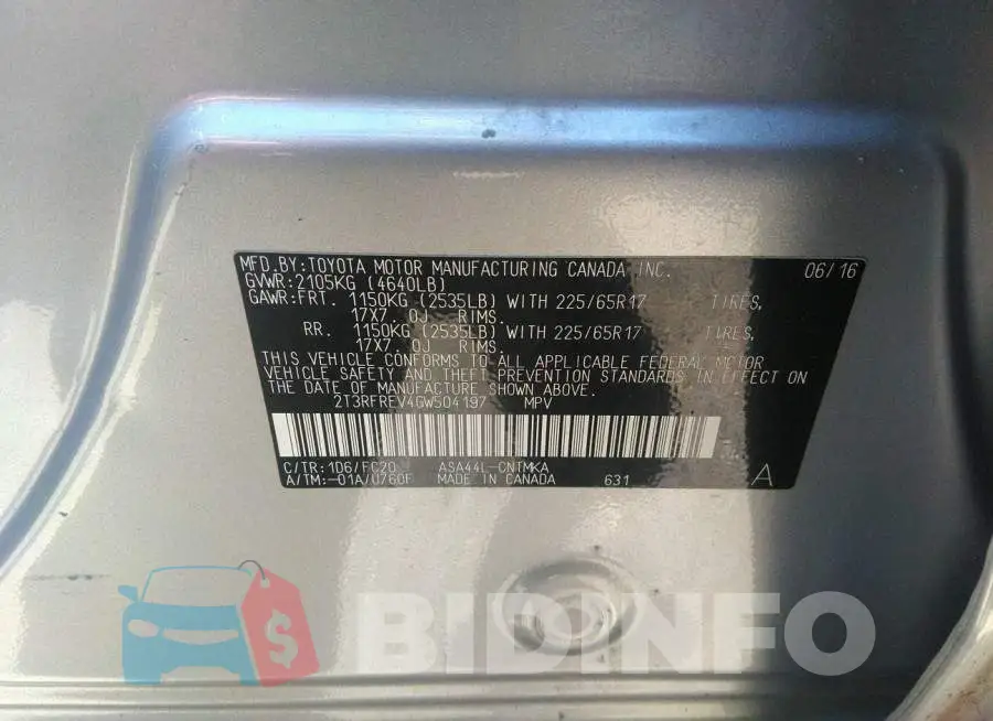 2T3RFREV4GW504197 Photo# 9