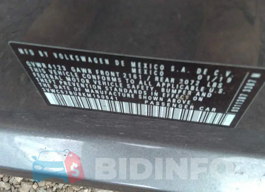 3VWC57BU8KM150541 Photo# 9
