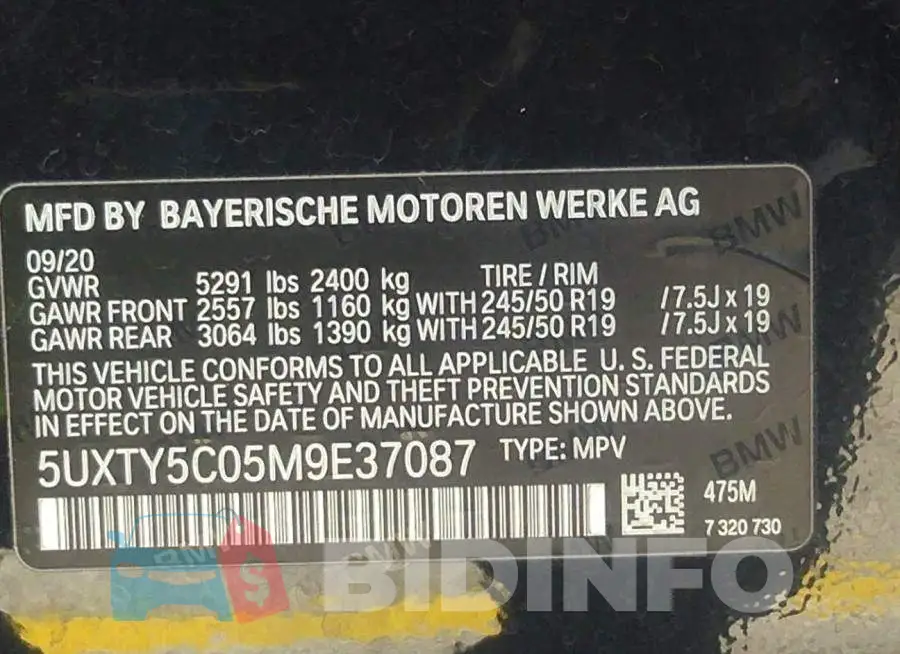 5UXTY5C05M9E37087 Photo# 9