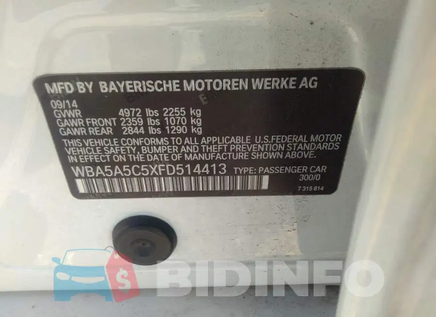 WBA5A5C5XFD514413 Photo# 9