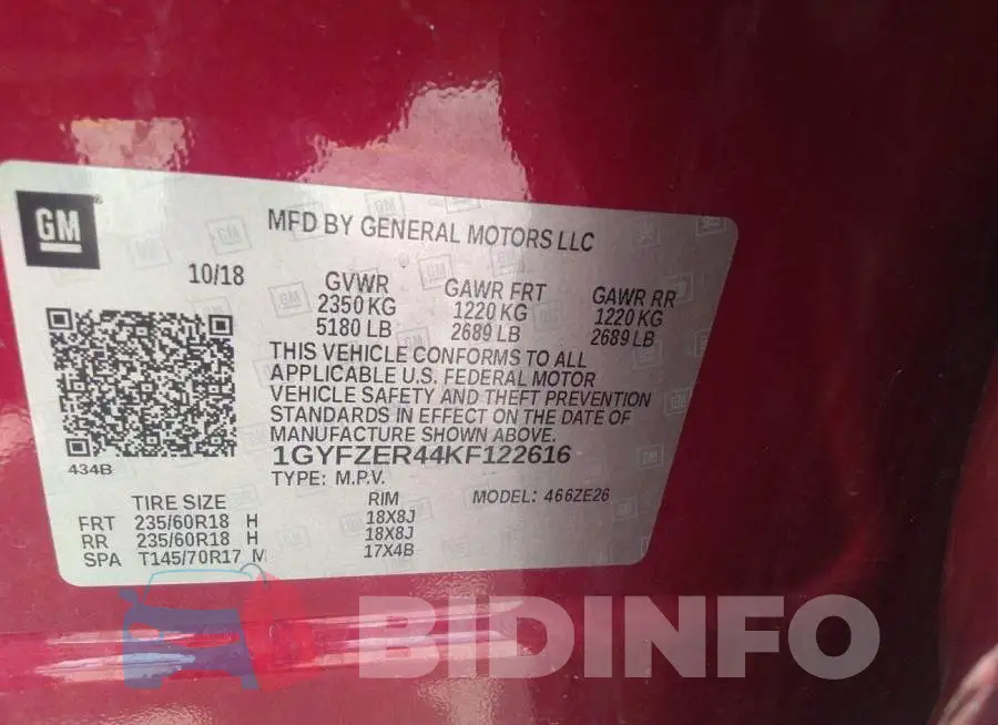 1GYFZER44KF122616 Photo# 9