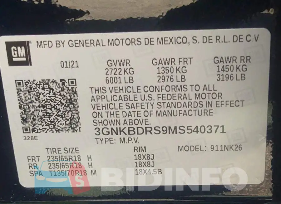3GNKBDRS9MS540371 Photo# 9