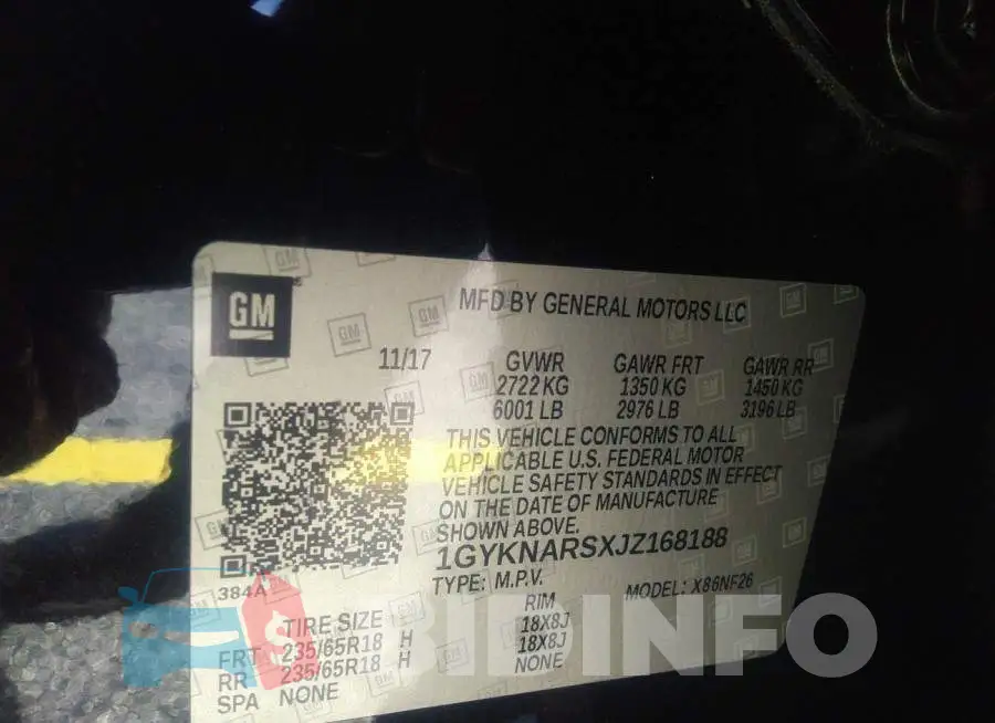 1GYKNARSXJZ168188 Photo# 9