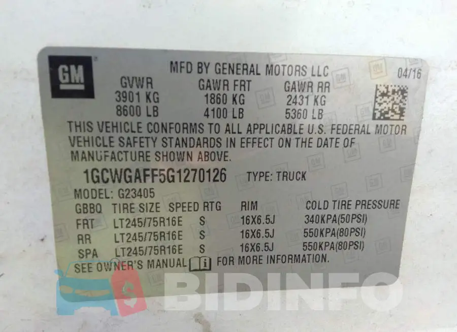 1GCWGAFF5G1270126 Photo# 9