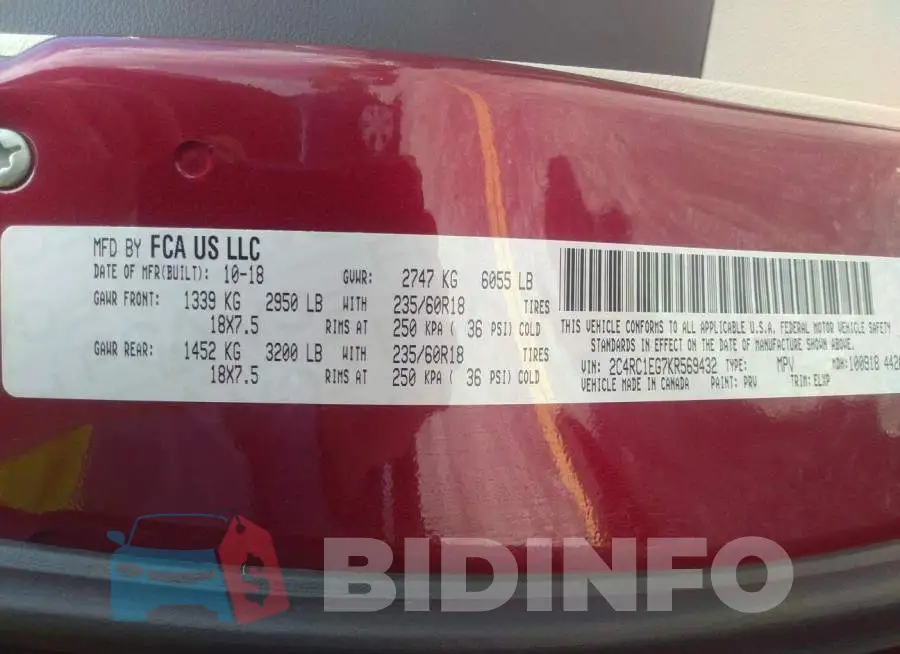 2C4RC1EG7KR569432 Photo# 9