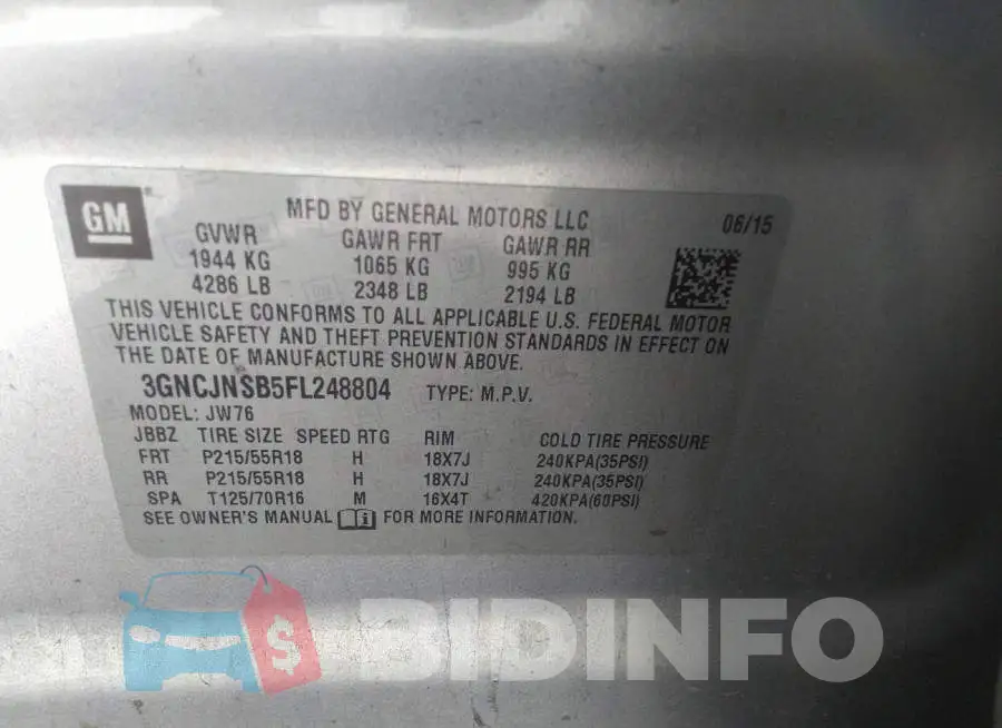 3GNCJNSB5FL248804 Photo# 9