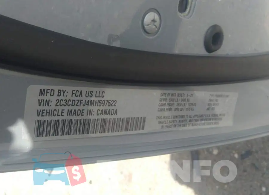 2C3CDZFJ4MH597522 Photo# 9