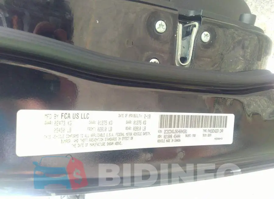 2C3CDXGJ5KH604591 Photo# 9