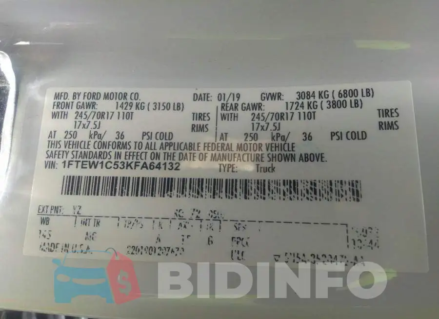 1FTEW1C53KFA64132 Photo# 9
