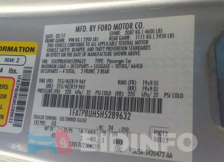 1FATP8UH5H5289632 Photo# 9