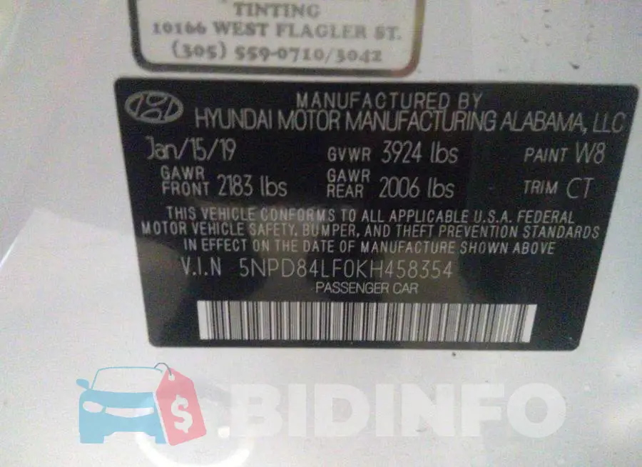 5NPD84LF0KH458354 Photo# 9