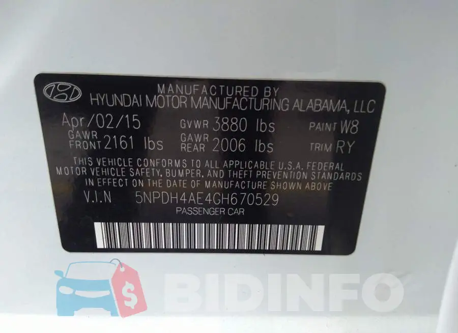 5NPDH4AE4GH670529 Photo# 9