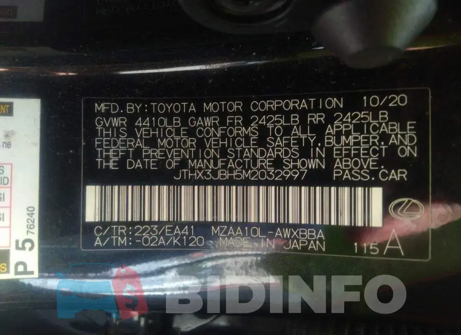 JTHX3JBH5M2032997 Photo# 9