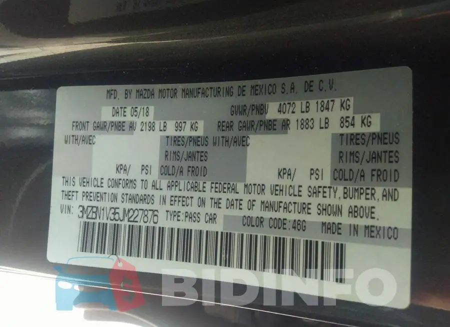 3MZBN1V35JM227876 Photo# 9