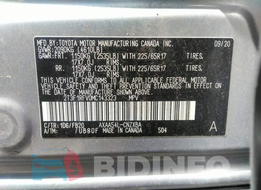 2T3F1RFV0MC143323 Photo# 9