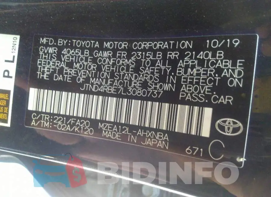 JTND4RBE7L3080737 Photo# 9