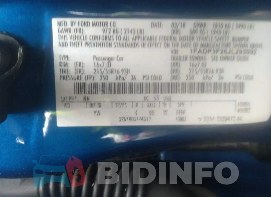 1FADP3F26JL293092 Photo# 9