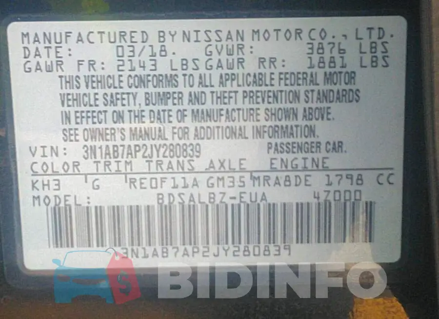 3N1AB7AP2JY280839 Photo# 9