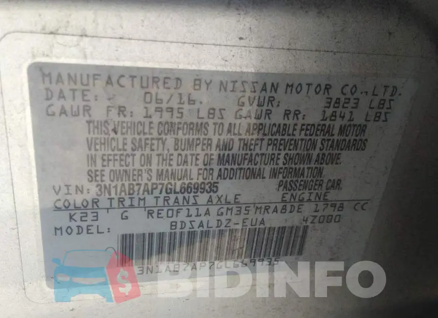 3N1AB7AP7GL669935 Photo# 9