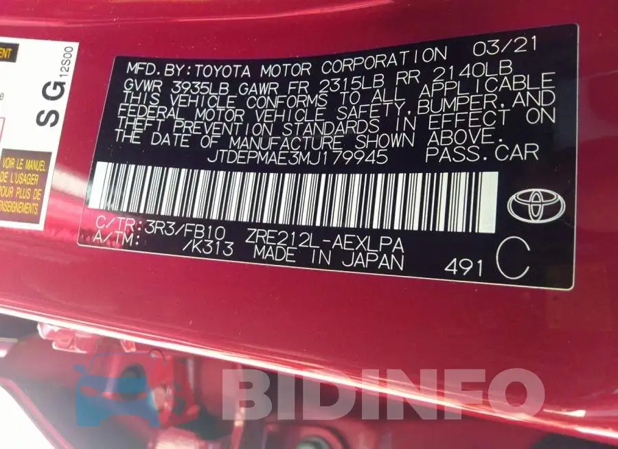 JTDEPMAE3MJ179945 Photo# 9