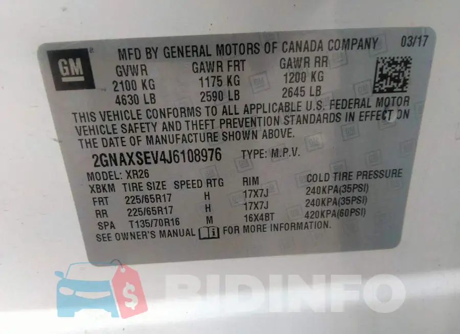 2GNAXSEV4J6108976 Photo# 9