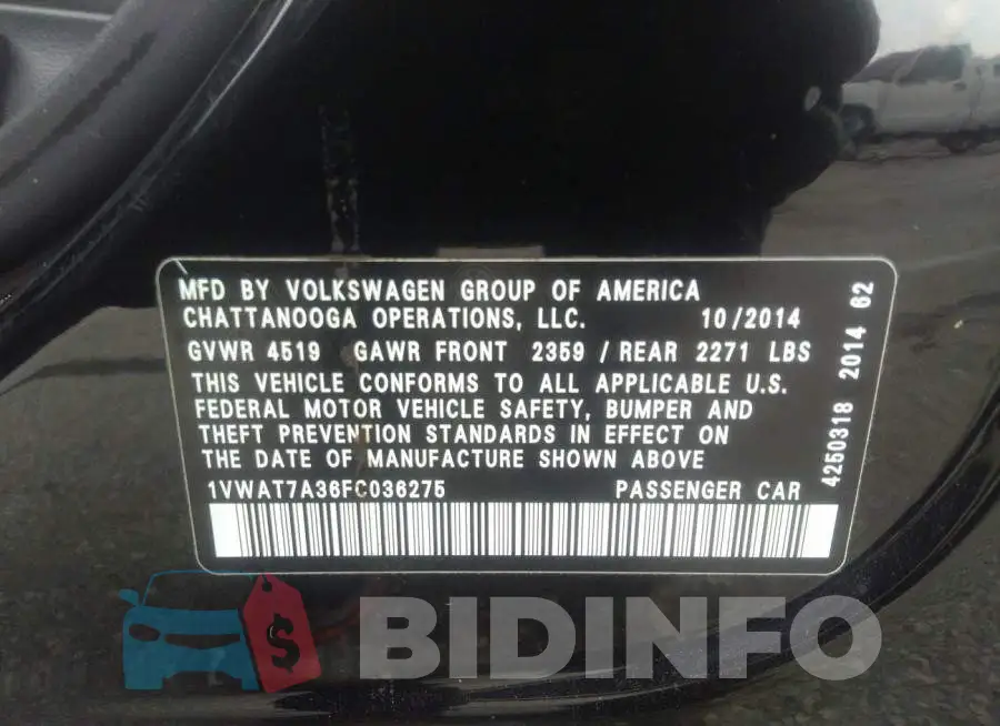 1VWAT7A36FC036275 Photo# 9