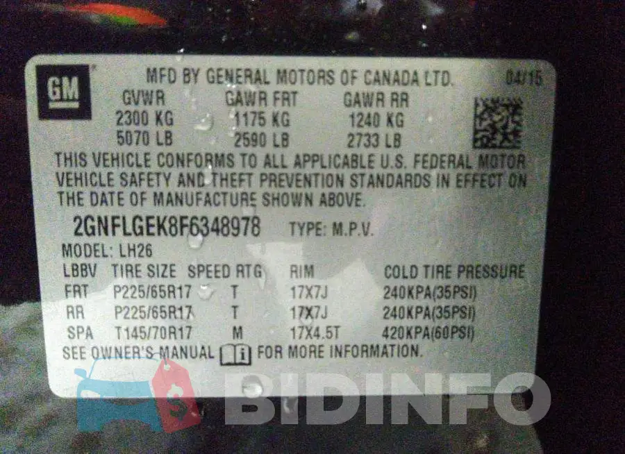 2GNFLGEK8F6348978 Photo# 9