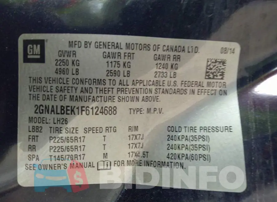 2GNALBEK1F6124688 Photo# 9