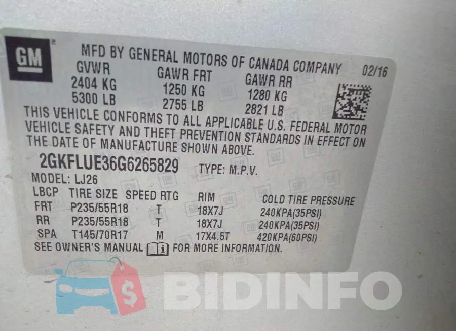2GKFLUE36G6265829 Photo# 9