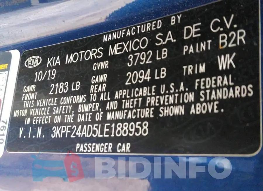 3KPF24AD5LE188958 Photo# 9