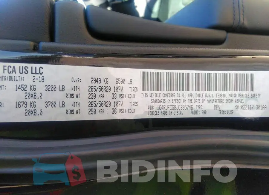 1C4RJFCG8JC305746 Photo# 9