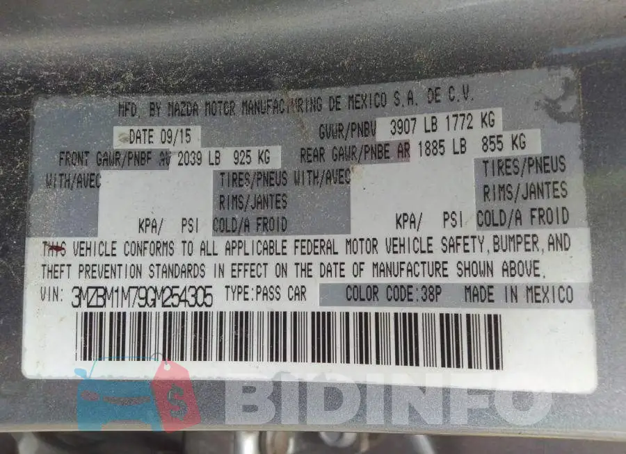 3MZBM1M79GM254305 Photo# 9
