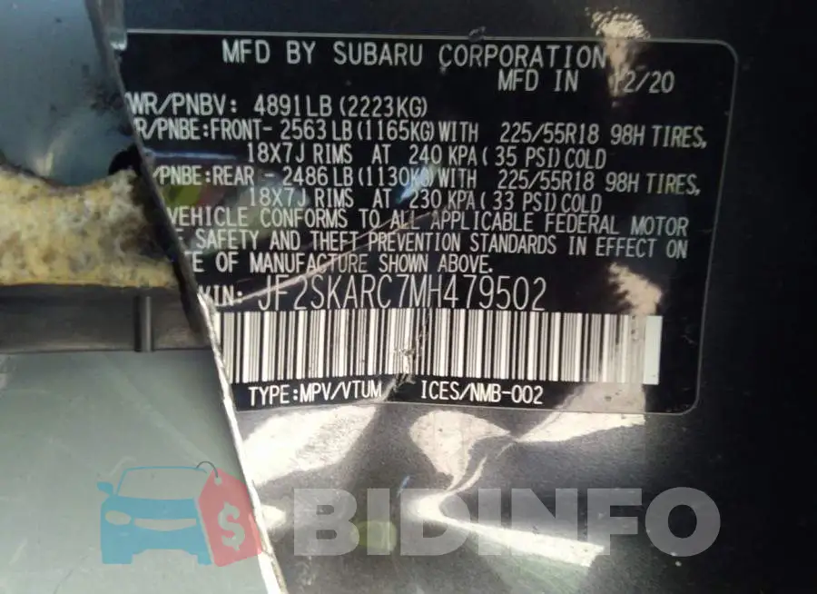 JF2SKARC7MH479502 Photo# 9
