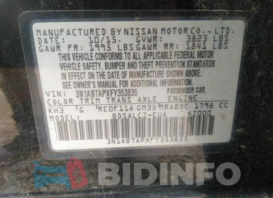 3N1AB7APXFY353835 Photo# 9