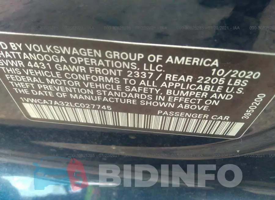 1VWCA7A32LC027745 Photo# 9
