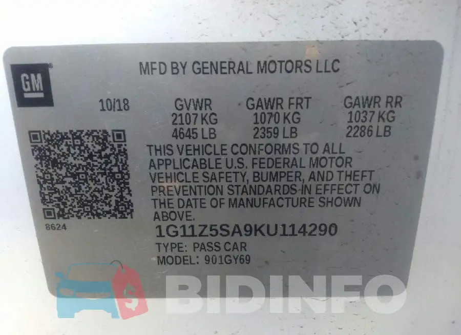 1G11Z5SA9KU114290 Photo# 9
