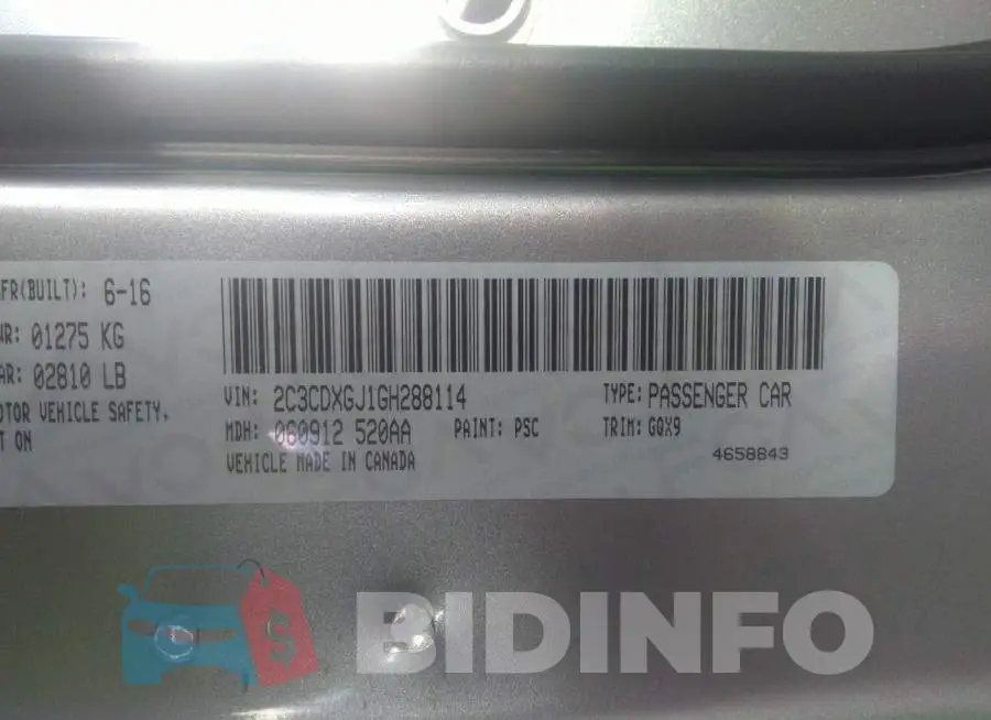 2C3CDXGJ1GH288114 Photo# 9