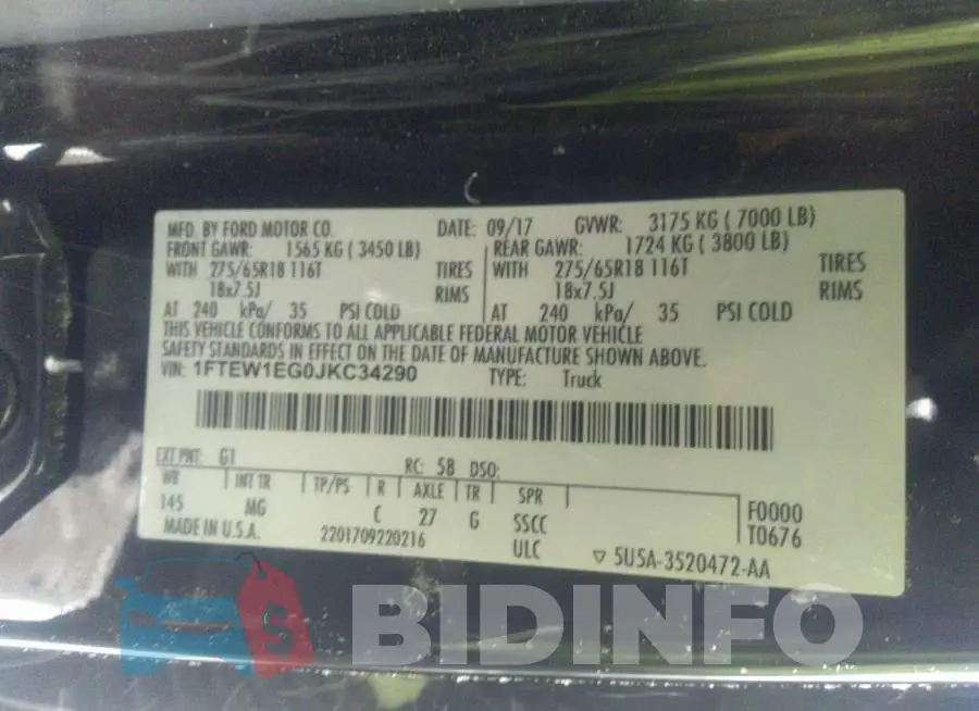1FTEW1EG0JKC34290 Photo# 9