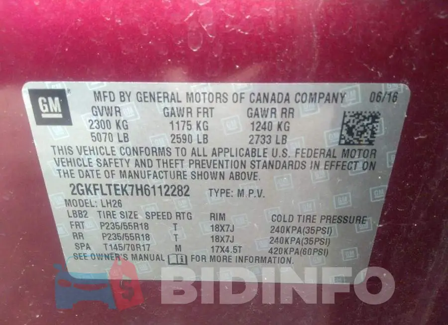 2GKFLTEK7H6112282 Photo# 9